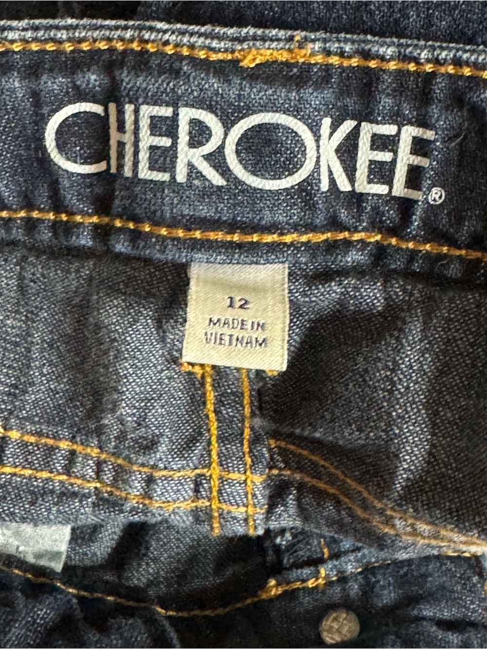 Cherokee Dark Indigo Jeans with Gold Stitching